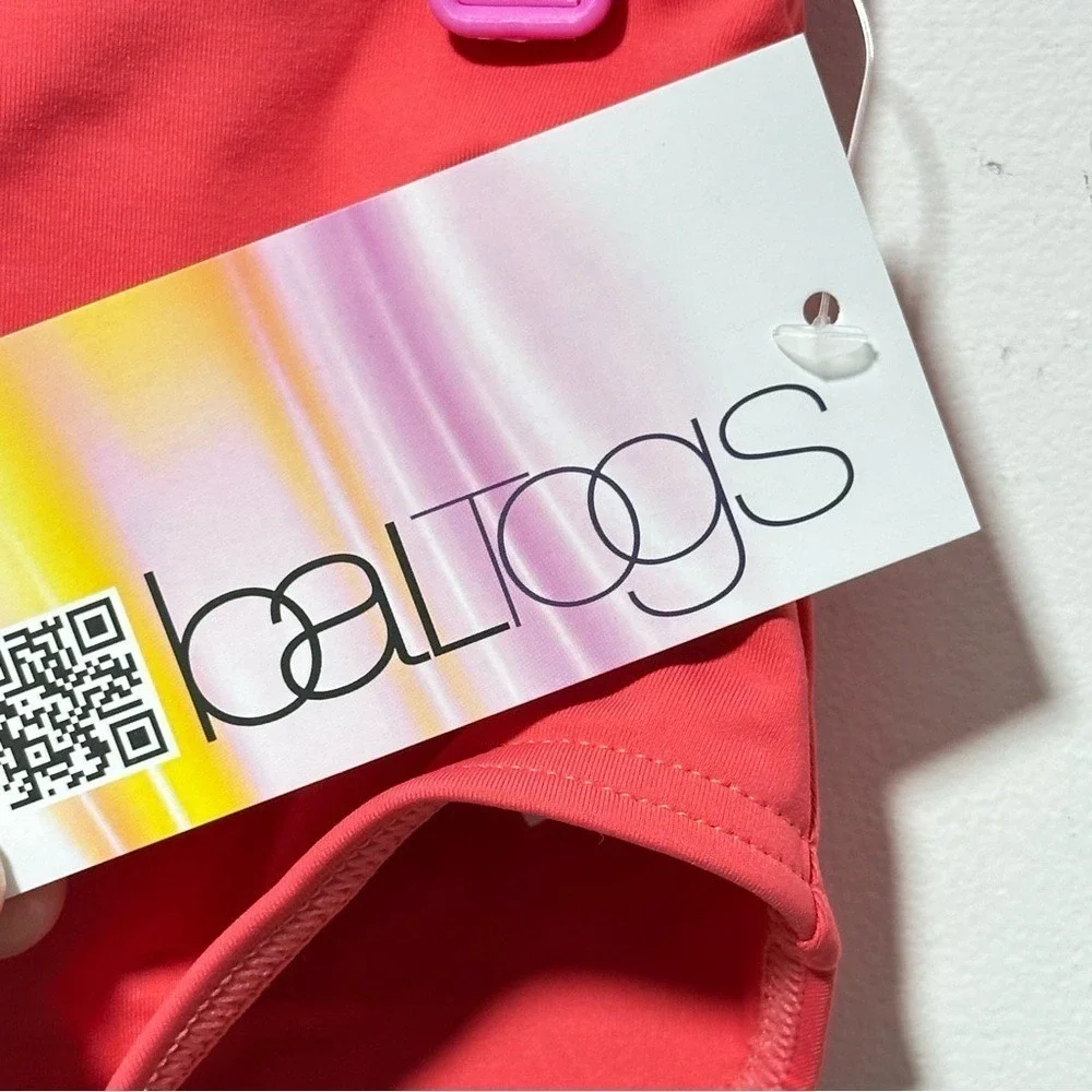BalTogs High-Waist Mesh Crop Top and Briefs Set Coral Salmon Dance‎ Dancewear CM